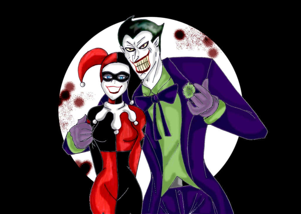 Harley Quinnand Joker Cartoon Wallpaper