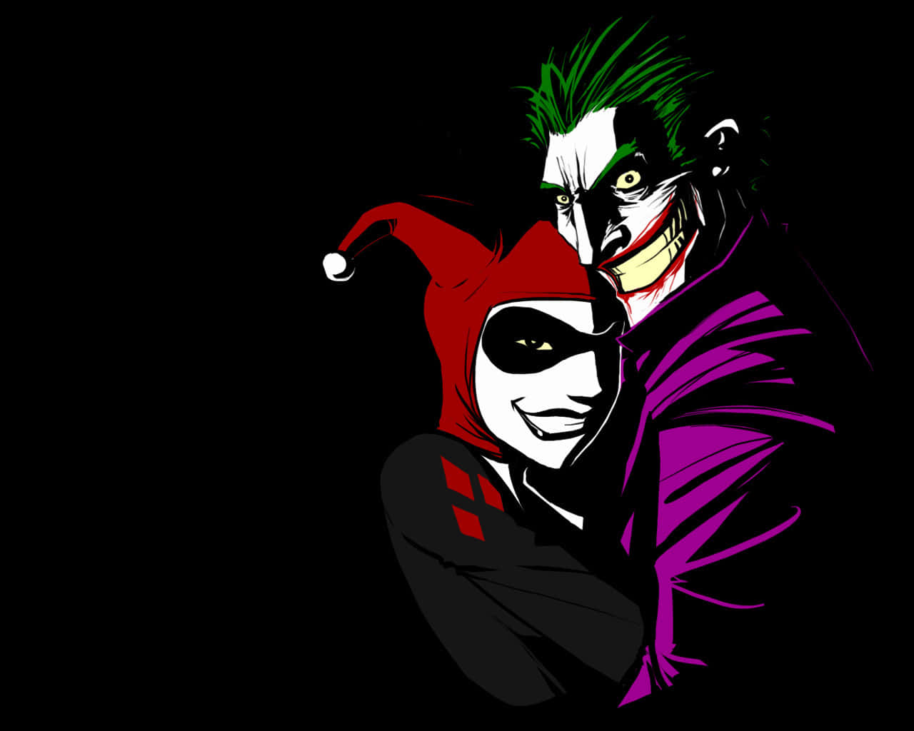 Harley Quinnand Joker Classic Illustration Wallpaper