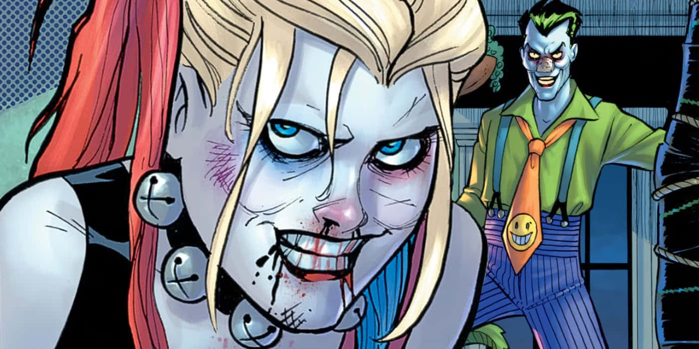 Harley Quinnand Joker Comic Artwork Wallpaper