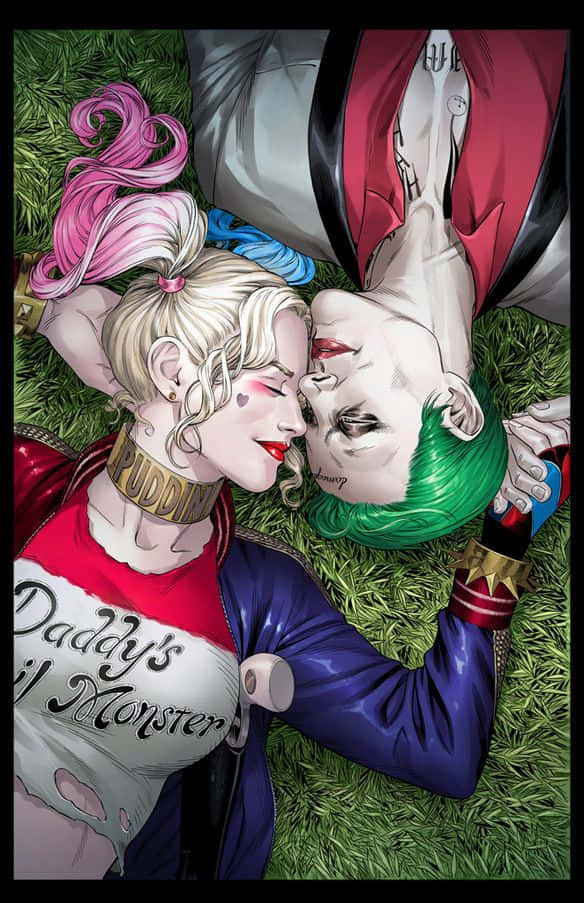 Harley Quinnand Joker Intimate Moment Wallpaper