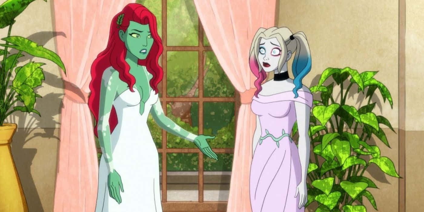 Harley Quinnand Poison Ivy Animated Scene Wallpaper