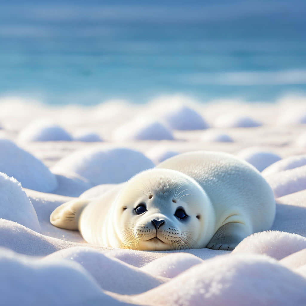 Harp Seal Pup Restingon Ice Wallpaper