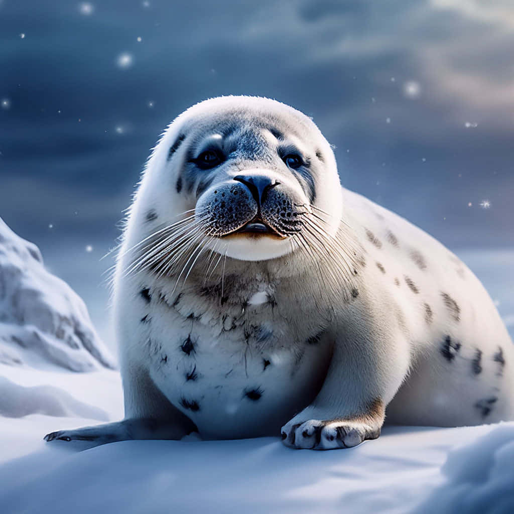 Harp Sealin Snowy Habitat Wallpaper