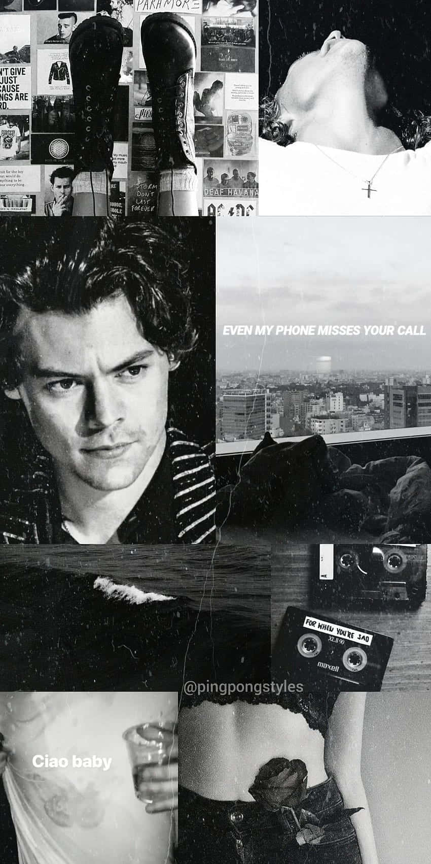 Harry Styles Black And White Music Video Collage Wallpaper