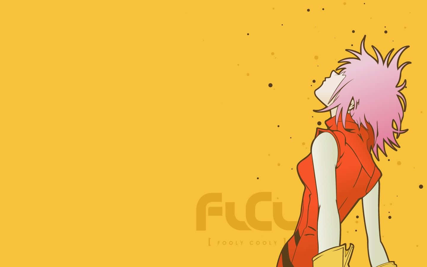 Haruko Haruhara Striking A Pose In A Dynamic Action Scene Wallpaper