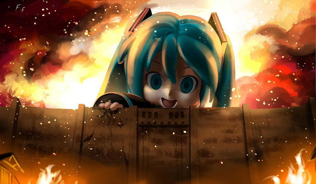 Hastune Miku Fire Anime Wallpaper