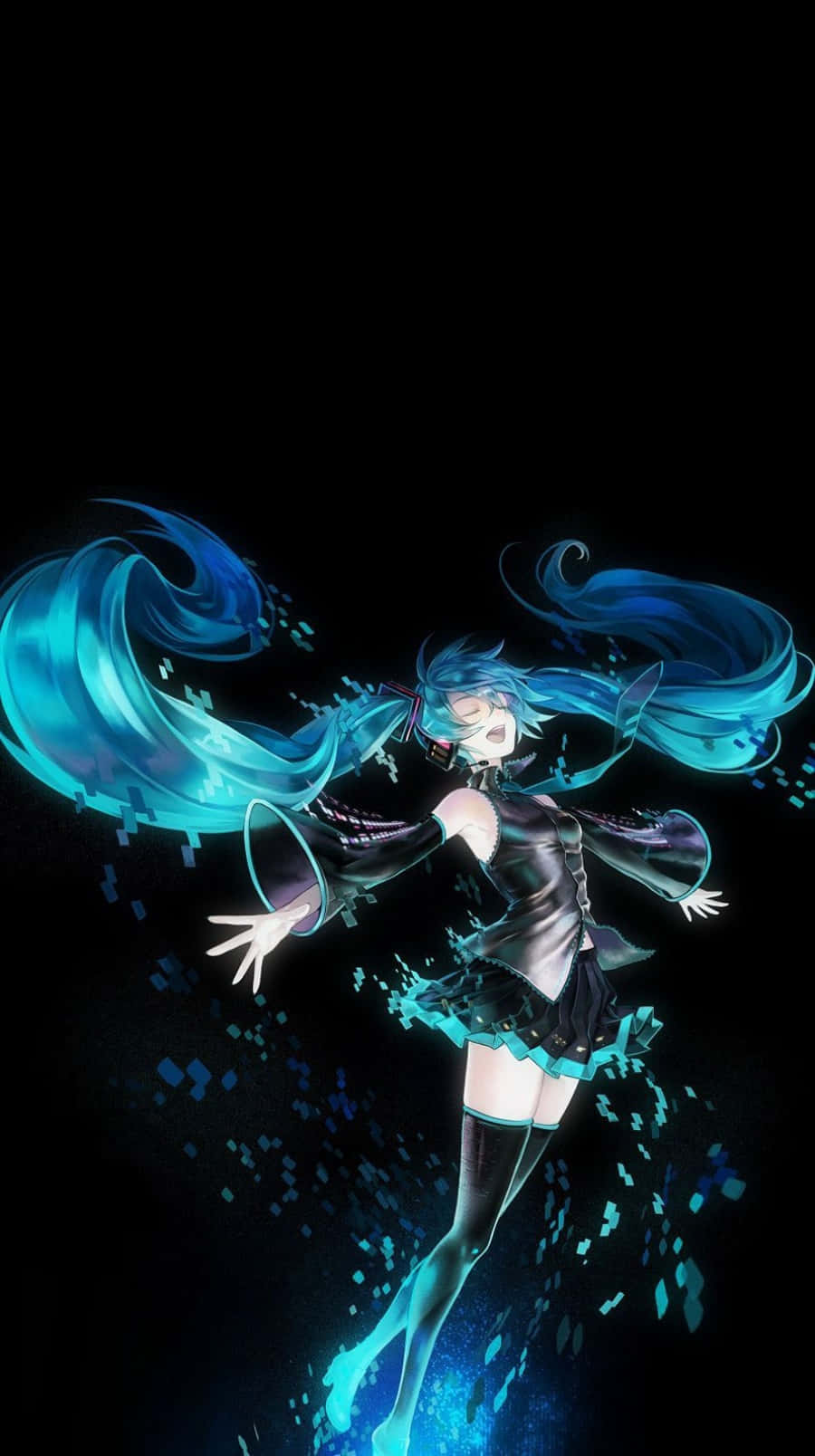 Hatsune Miku Holds Her New Smartphone Wallpaper