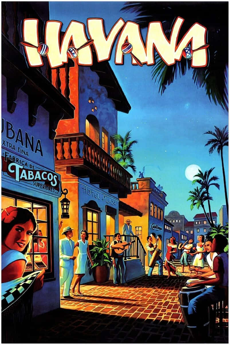 Havana Vintage Travel Poster Wallpaper