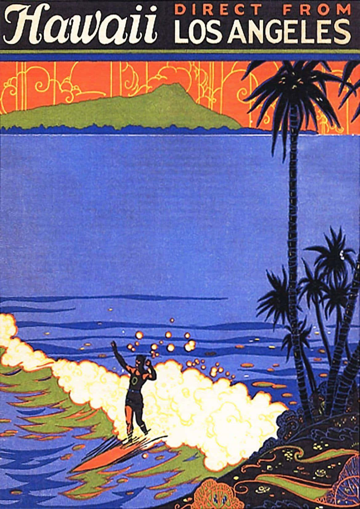 Hawaii Travel Poster Vintage Los Angeles Wallpaper