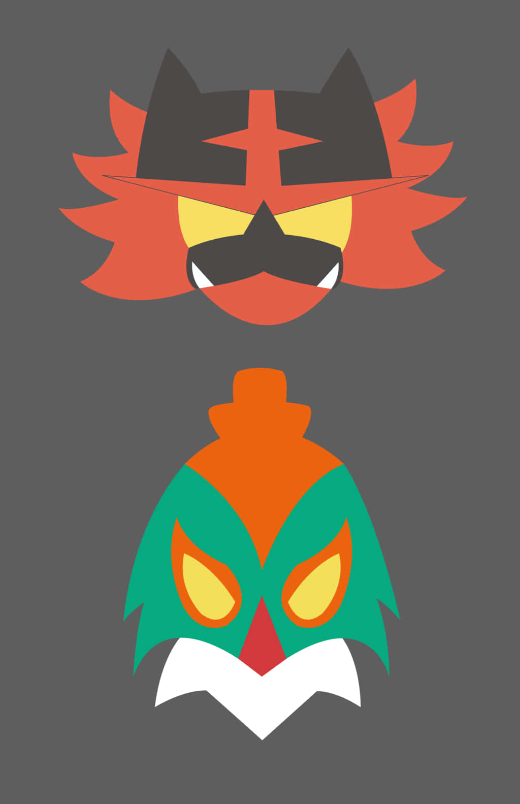 Hawlucha Incineroar Heads Wallpaper