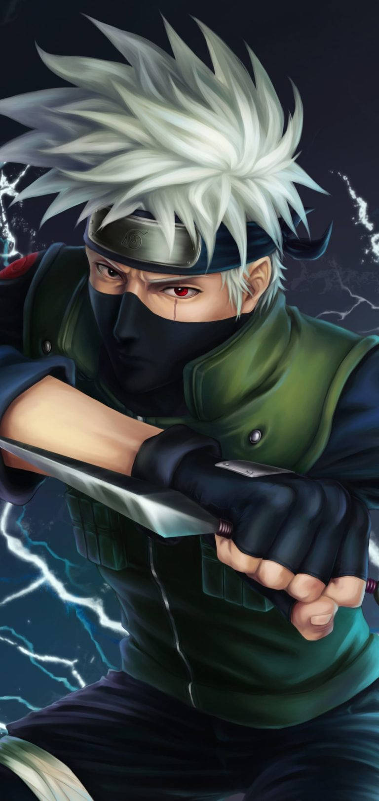 Hd Anime Phone Kakashi Holding Kunai Wallpaper