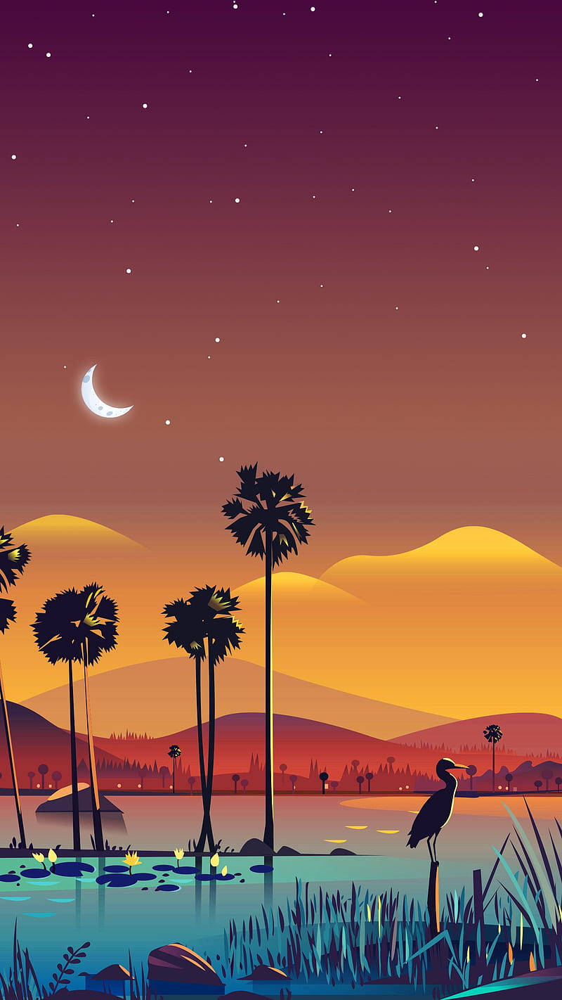 Hd Phone Aesthetic Mountain Sky Trees Wallpaper