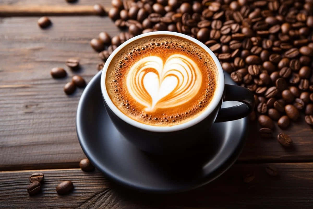 Heart Latte Art Coffee Morning Wallpaper