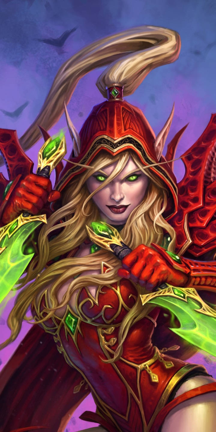 Hearthstone Phone Valeera Sanguinar Red Aesthetic Wallpaper