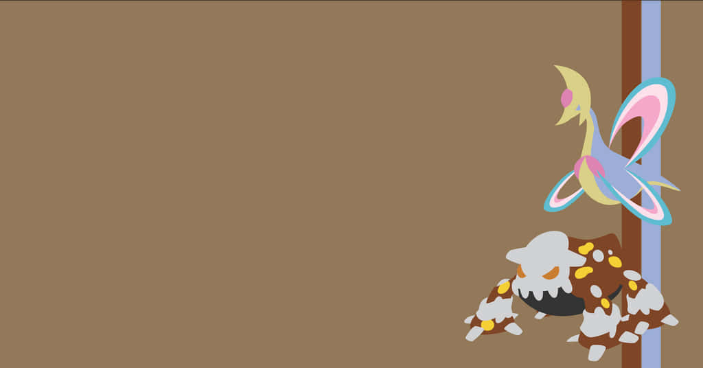 Heatran And Arceus On Brown Background Wallpaper