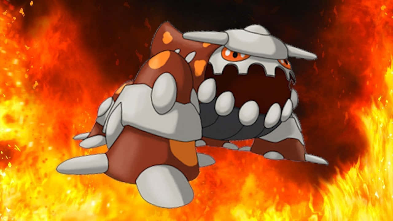 Heatran Pokemon On Fire Background Wallpaper