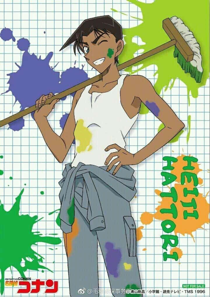 Heiji Hattori Paint Splattered Detective Wallpaper