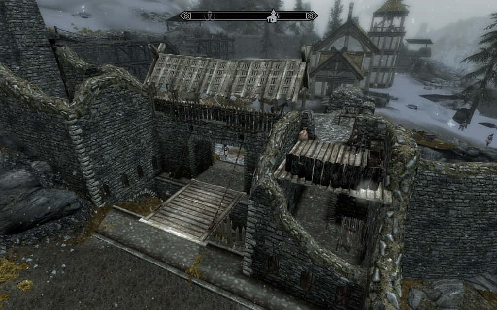 Heljarchen Hall Surrounded By The Picturesque Landscape Of Skyrim Wallpaper