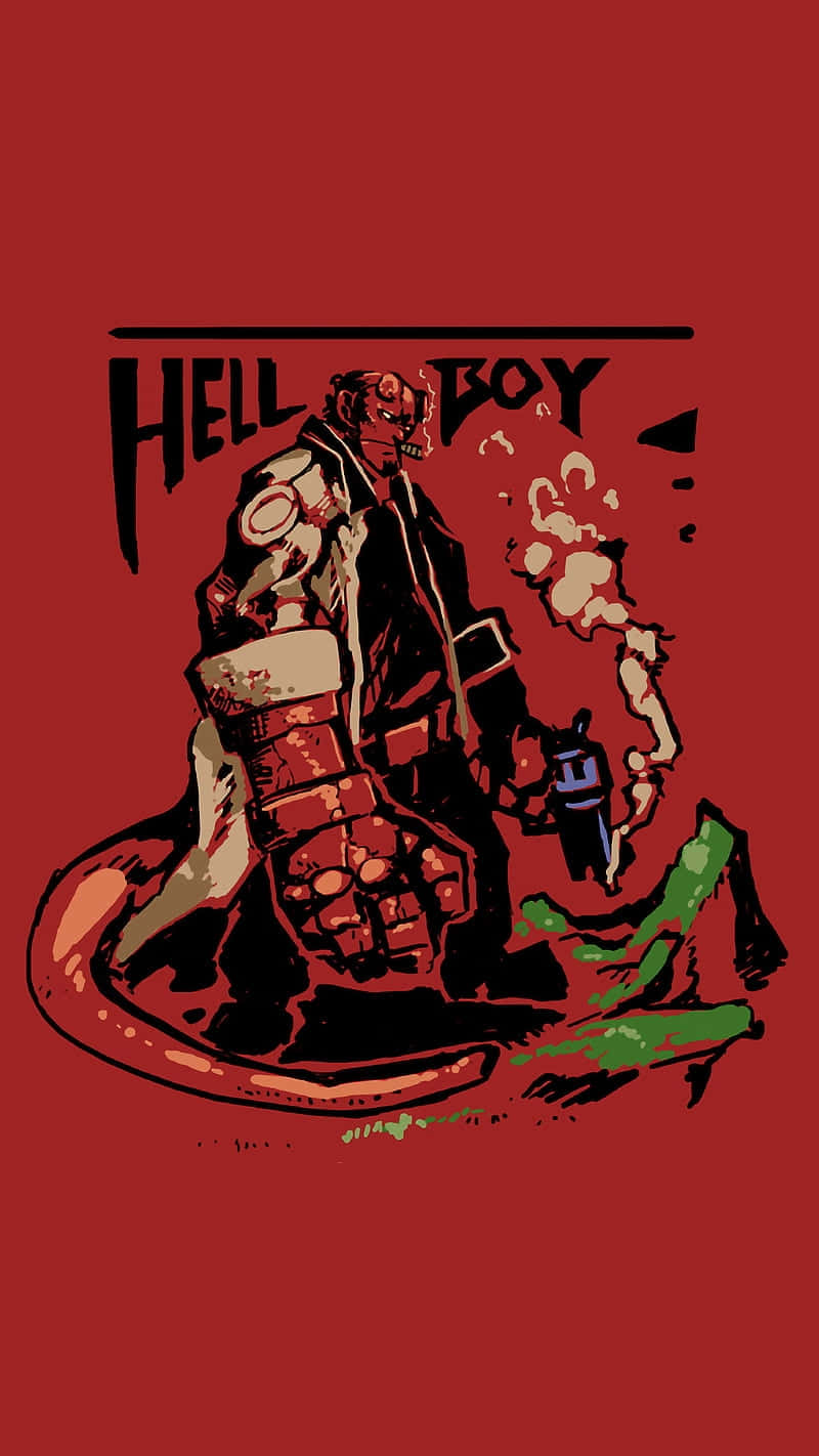 Hellboy Comic Art Red Background Wallpaper