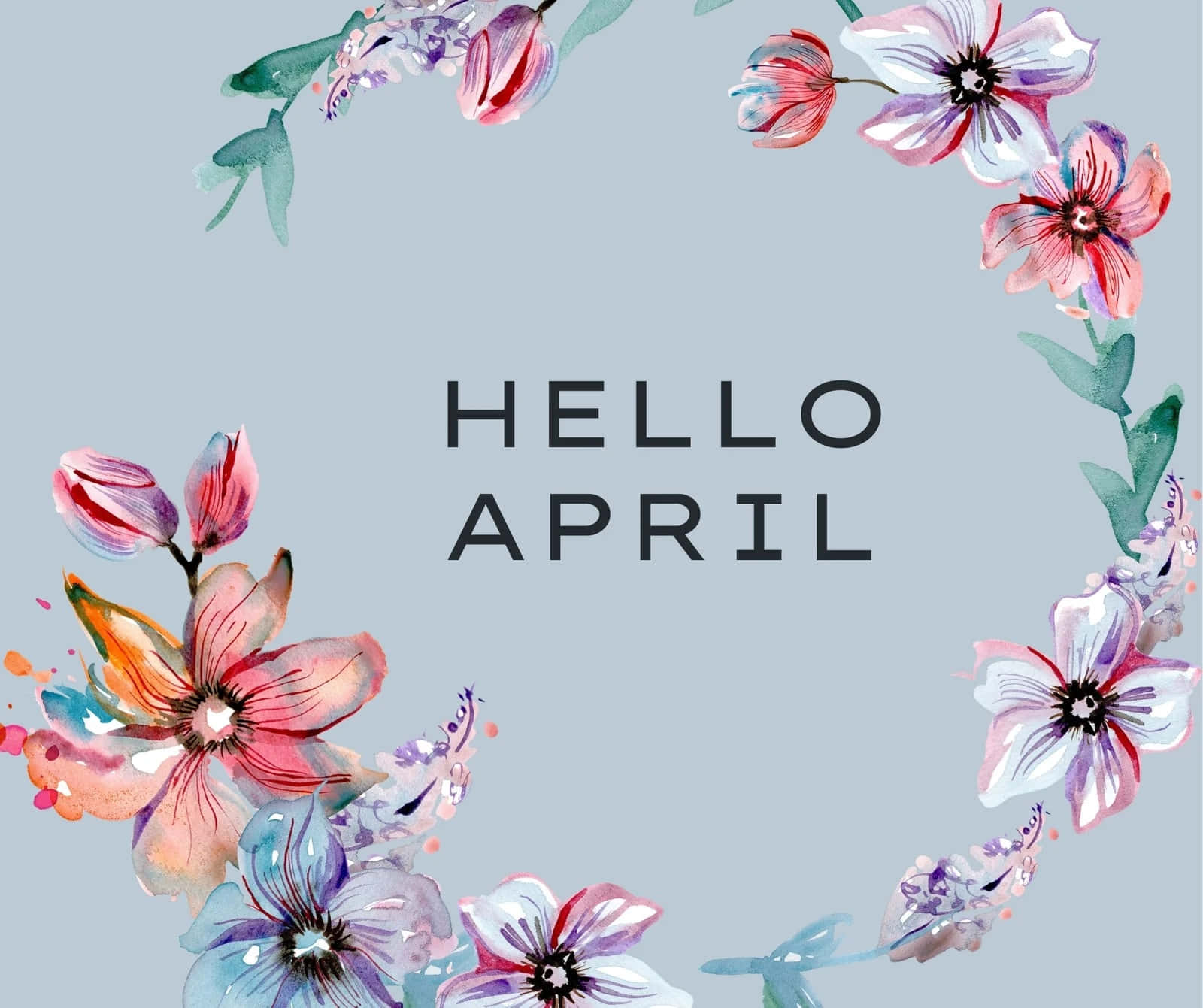 Hello April Floral Design Wallpaper