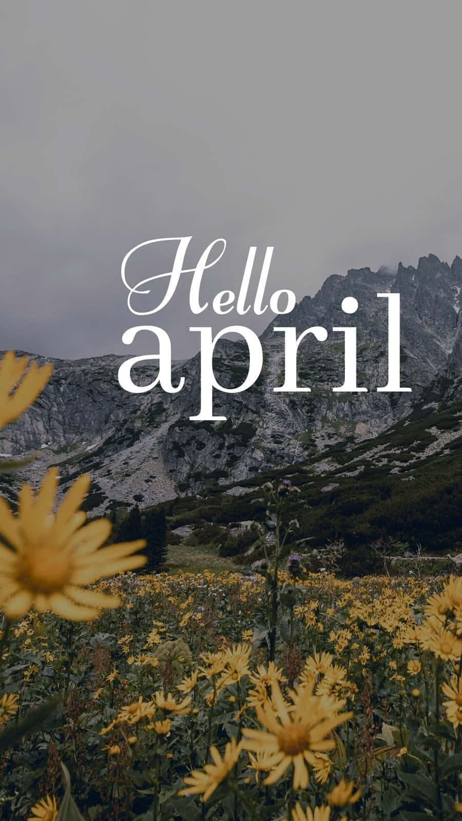 Hello April Mountain Backdrop Wallpaper