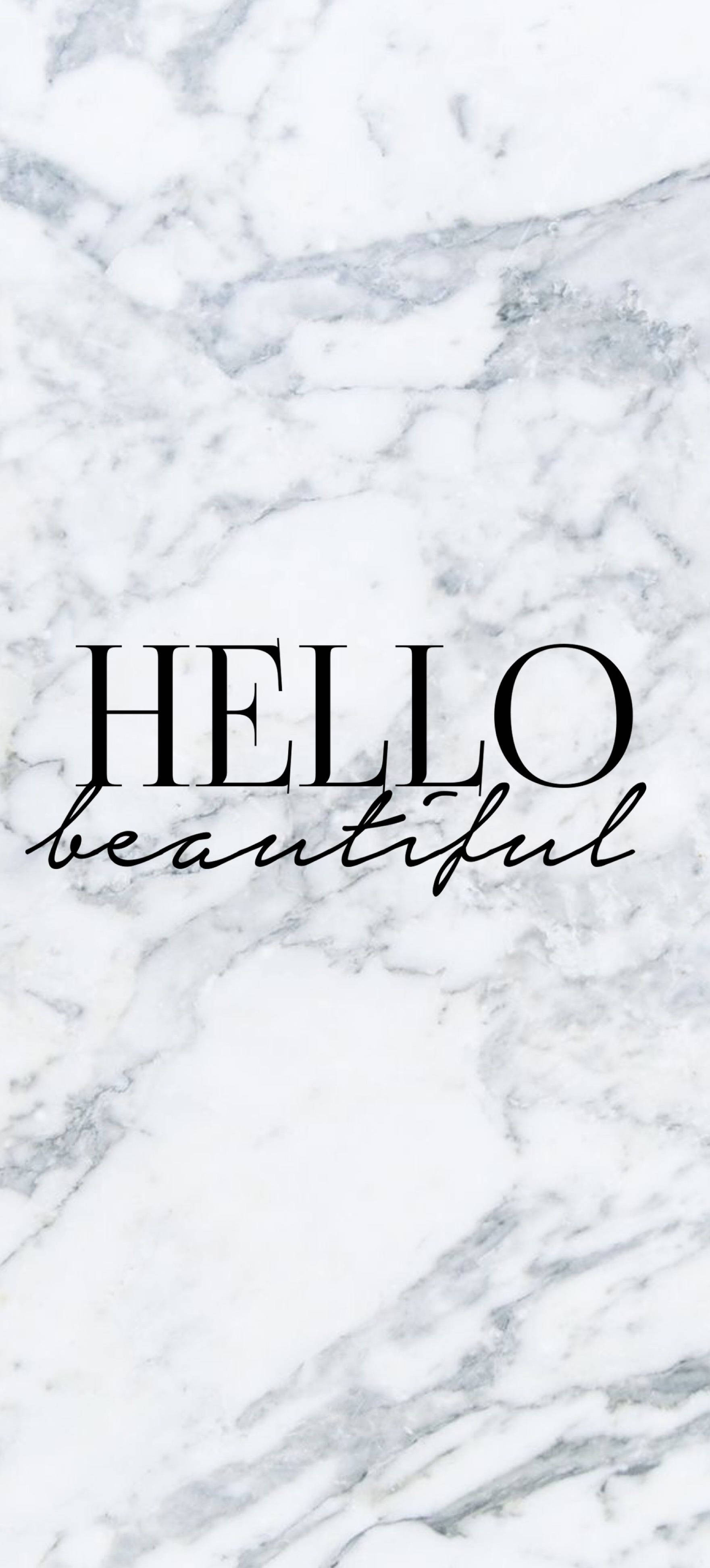 Hello Beautiful Black White Marble Iphone Wallpaper