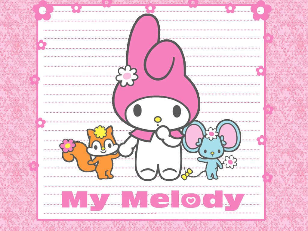 Hello Kitty And A Pink Kitty With A Pink Bow Wallpaper