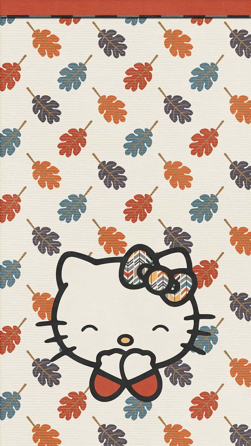 Hello Kitty Autumn Leaves Pattern Wallpaper