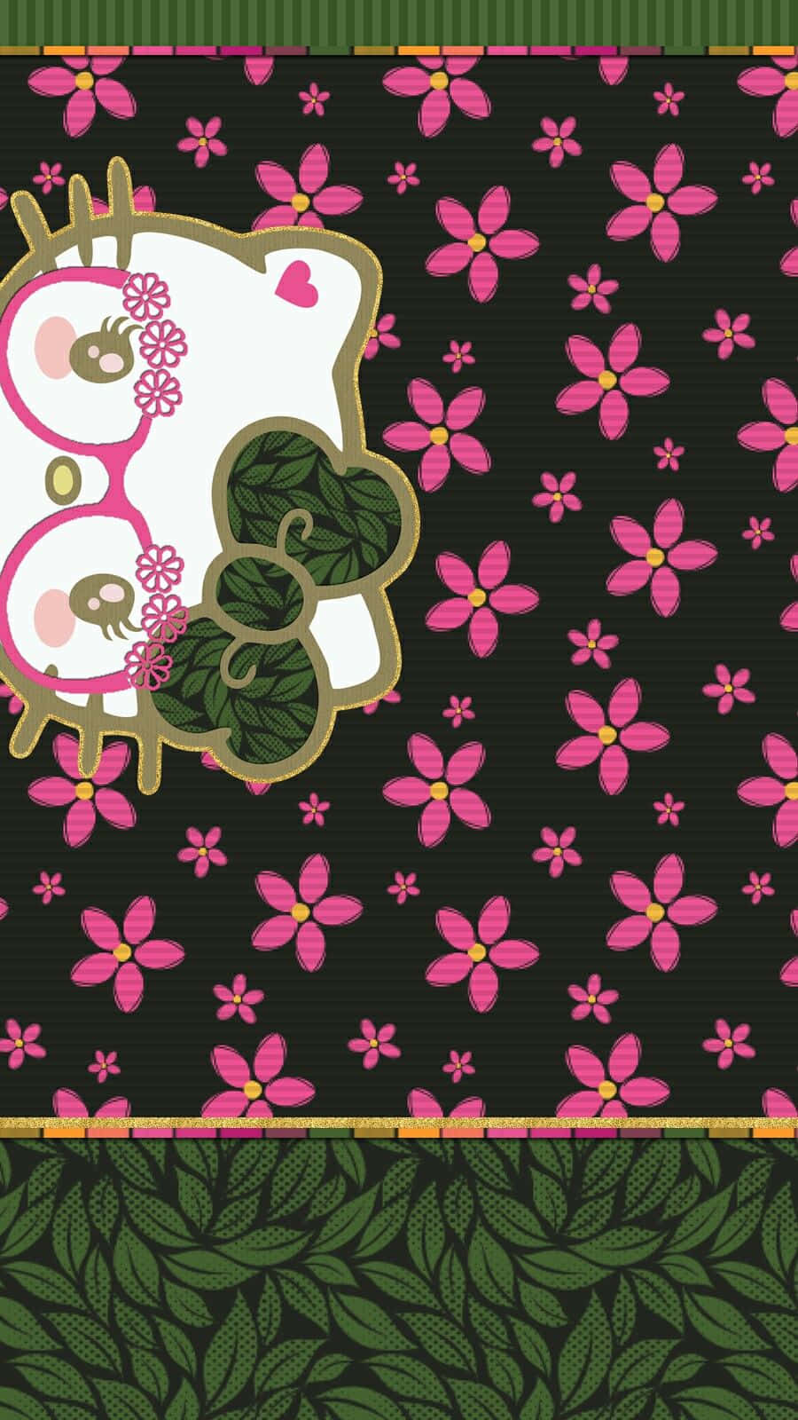 Hello Kitty Floral Pattern Wallpaper