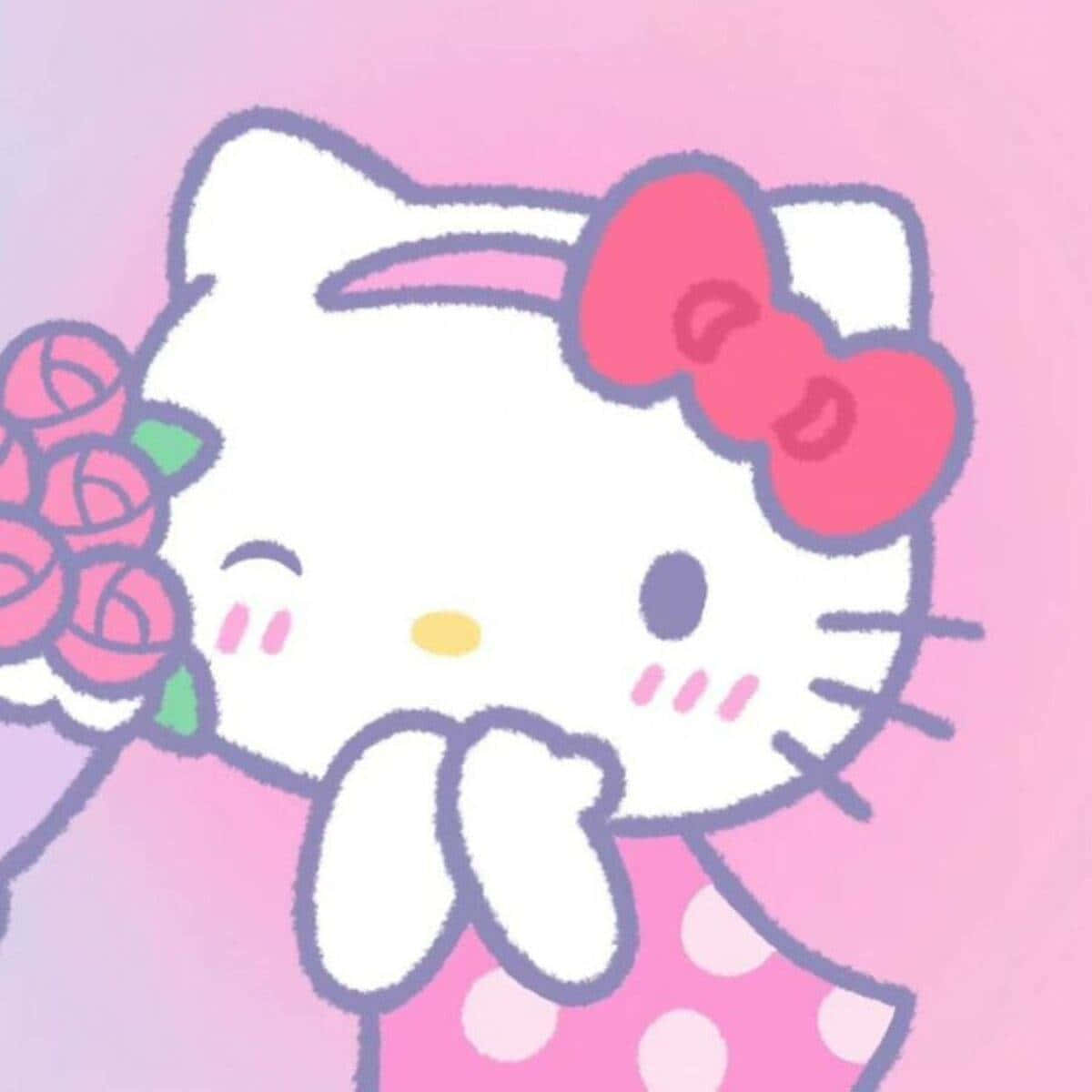 Hello Kitty Flowers Cartoon Pfp Wallpaper