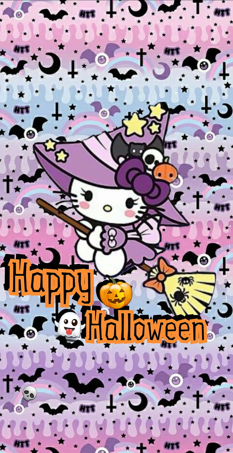 Hello Kitty Halloween Witch Costume Wallpaper