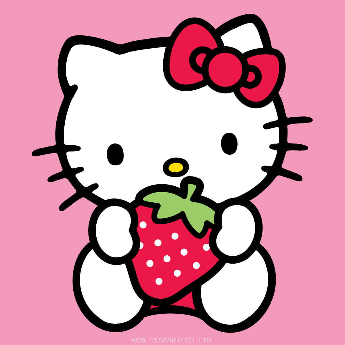 Hello Kitty Holding A Strawberry Sanrio Pfp Wallpaper