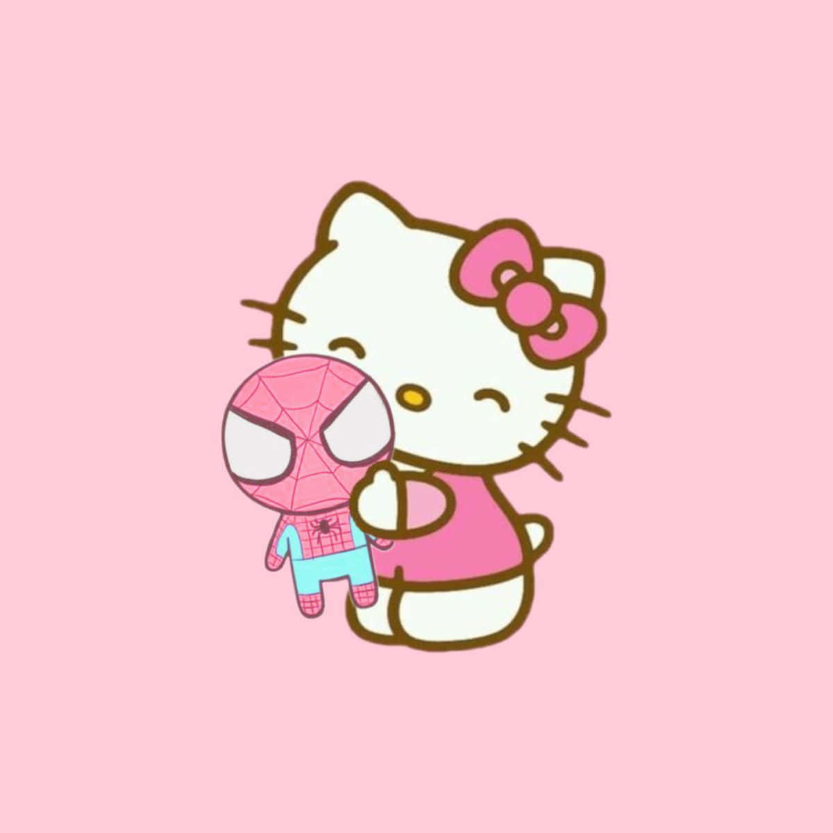 Hello Kitty Hugs Spiderman Toy Wallpaper