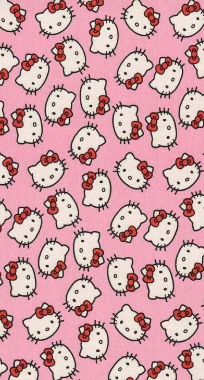 Hello Kitty Pattern Pink Background Wallpaper