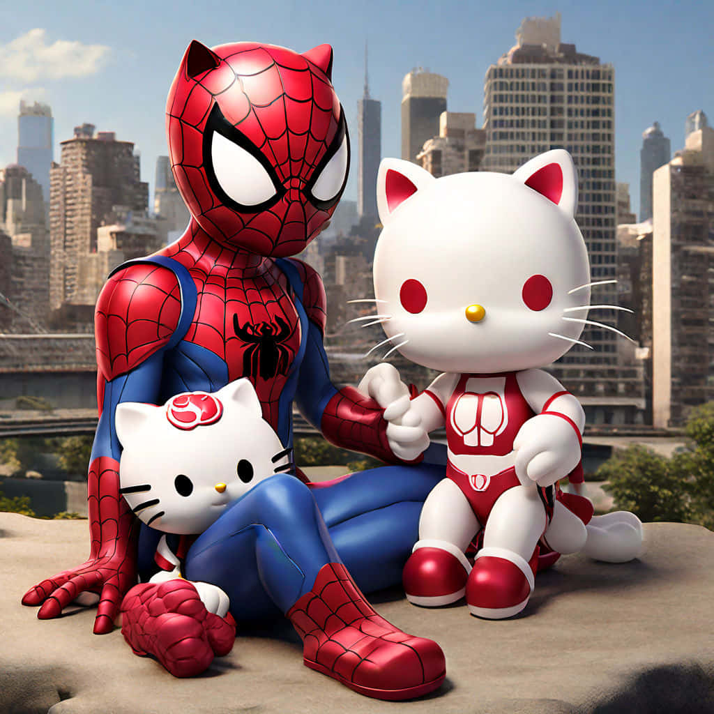 Hello Kitty Spiderman Crossover Wallpaper