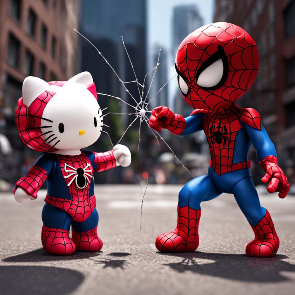 Hello Kitty Spiderman Crossover Wallpaper