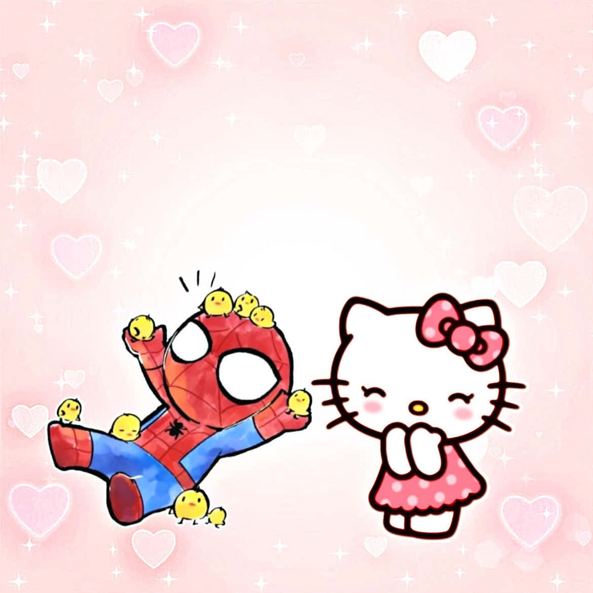 Hello Kitty Spiderman Cute Crossover Wallpaper