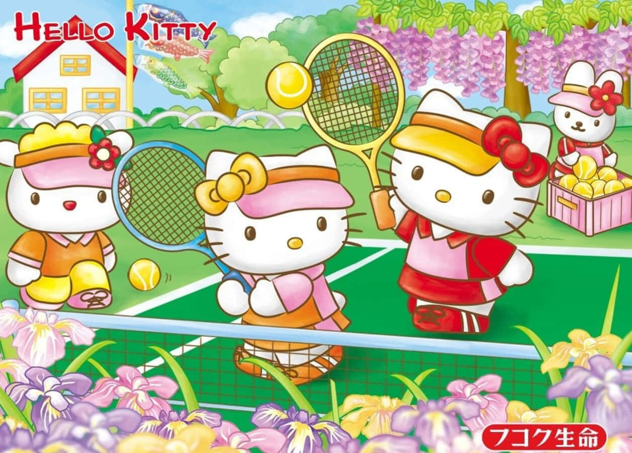 Hello Kitty With My Melody, Cinnamoroll, And Pompompurin Enjoying A Fun Day Outdoors Wallpaper