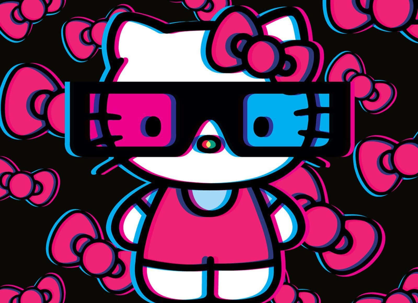 Hello Kitty3 D Glasses Pop Art Wallpaper