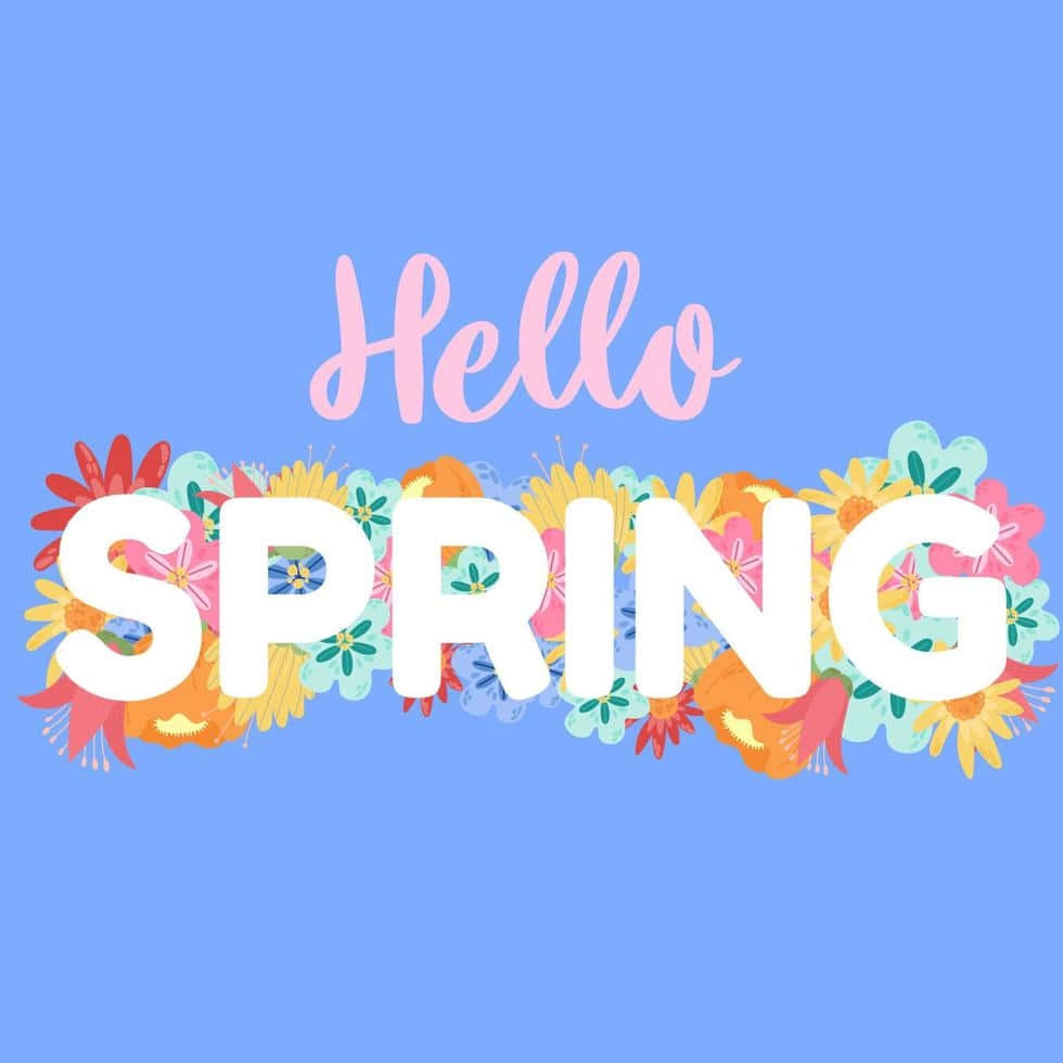 Hello Spring Floral Greeting Wallpaper