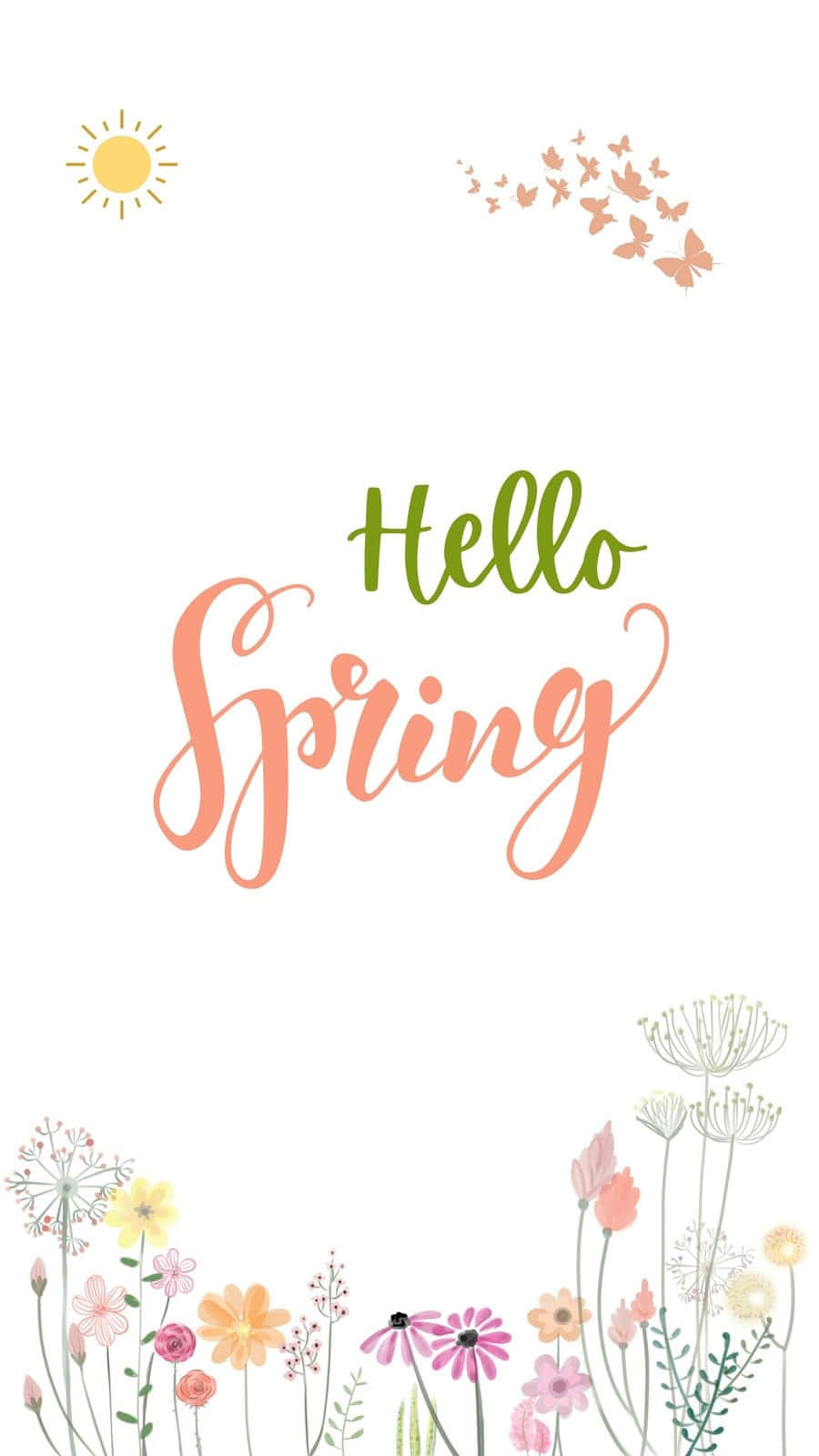 Hello Spring Seasonal Greeting Wallpaper