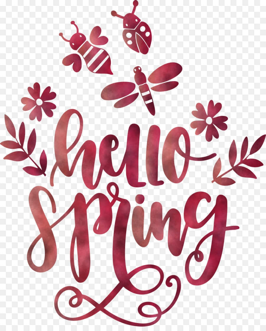 Hello Spring Watercolor Design Wallpaper