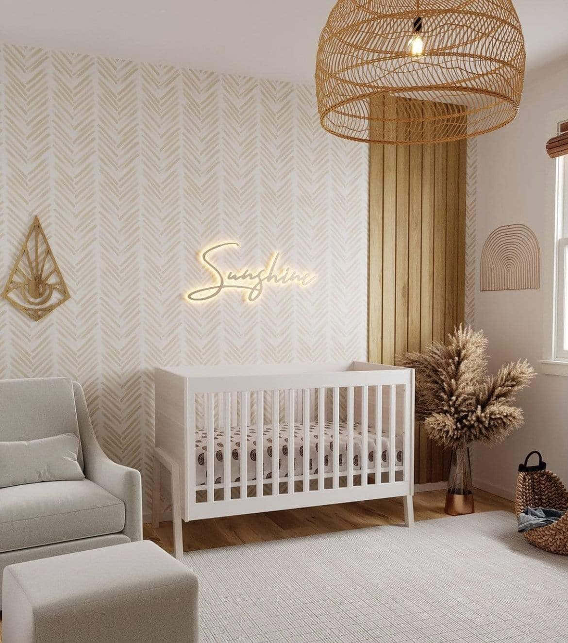 Herringbone Pattern Nursery Room Wallpaper