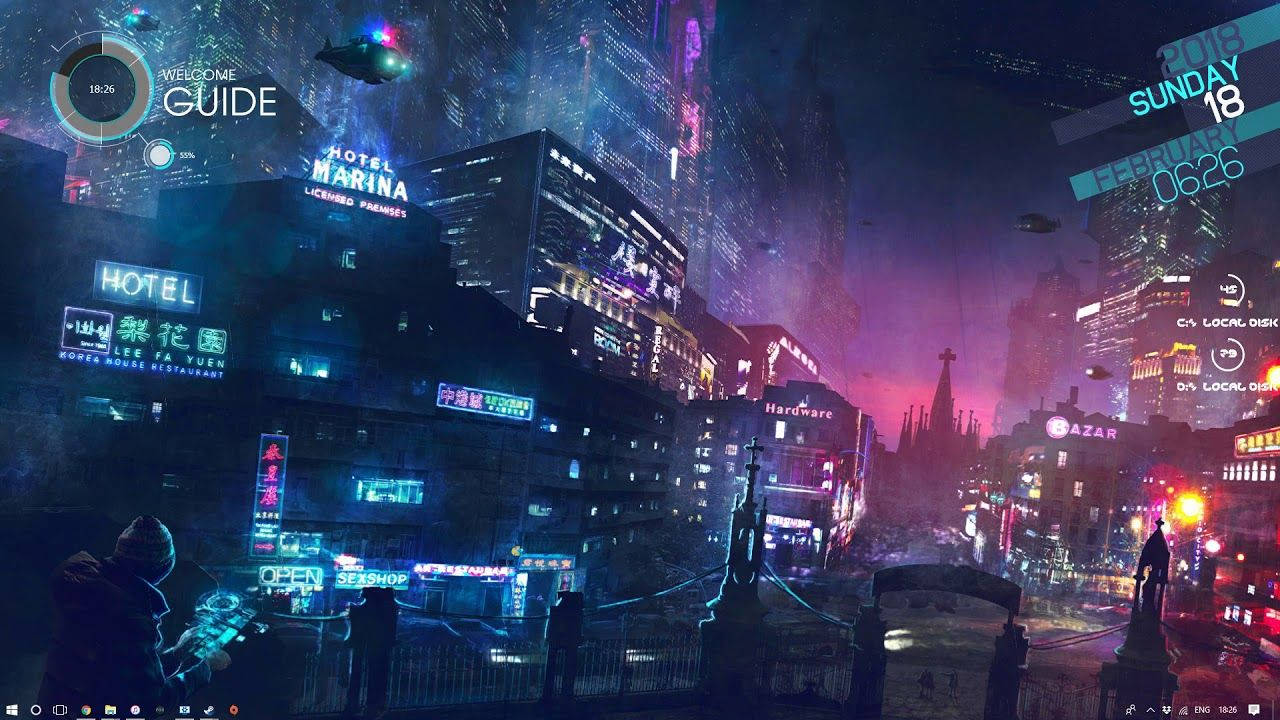 High Definition Aesthetic Cyberpunk Perspective Wallpaper