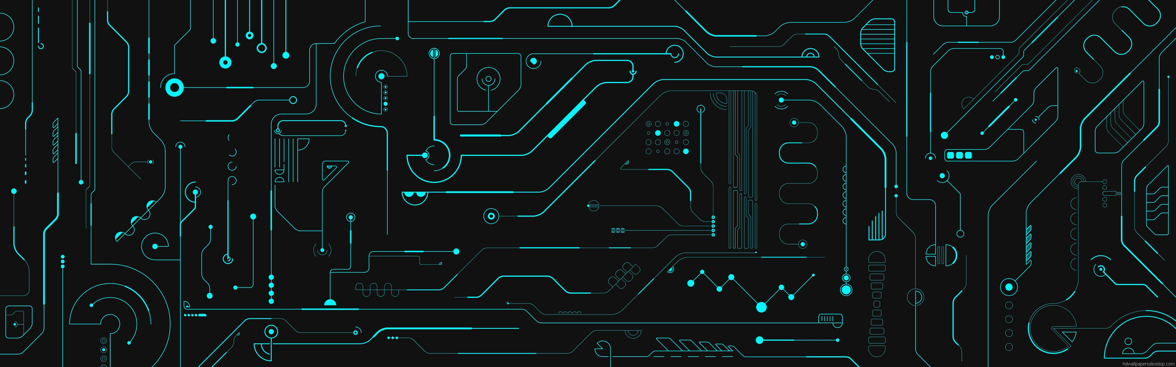 High Resolution Dual Monitor Circuit Board Wallpaper