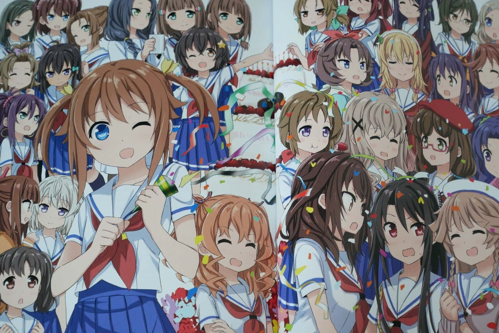 High School Fleet Anime Characters Celebration Wallpaper