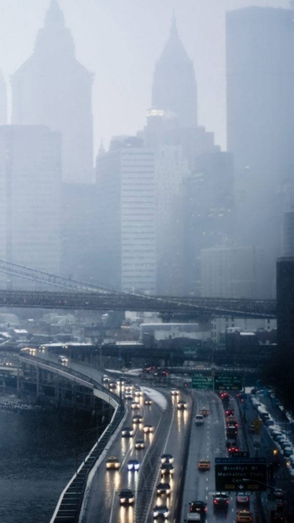 Highway Traffic View Of New York Iphone Wallpaper