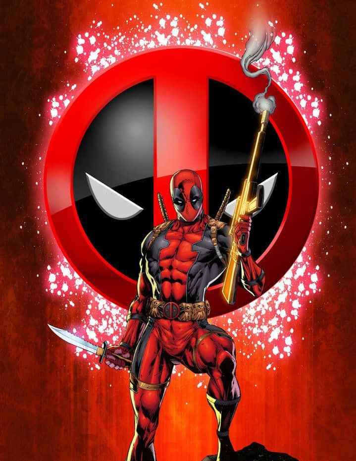 Hilarious Deadpool Cartoon In Action Wallpaper