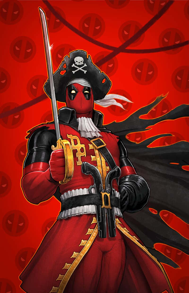 Hilarious Deadpool Cartoon In Action Wallpaper