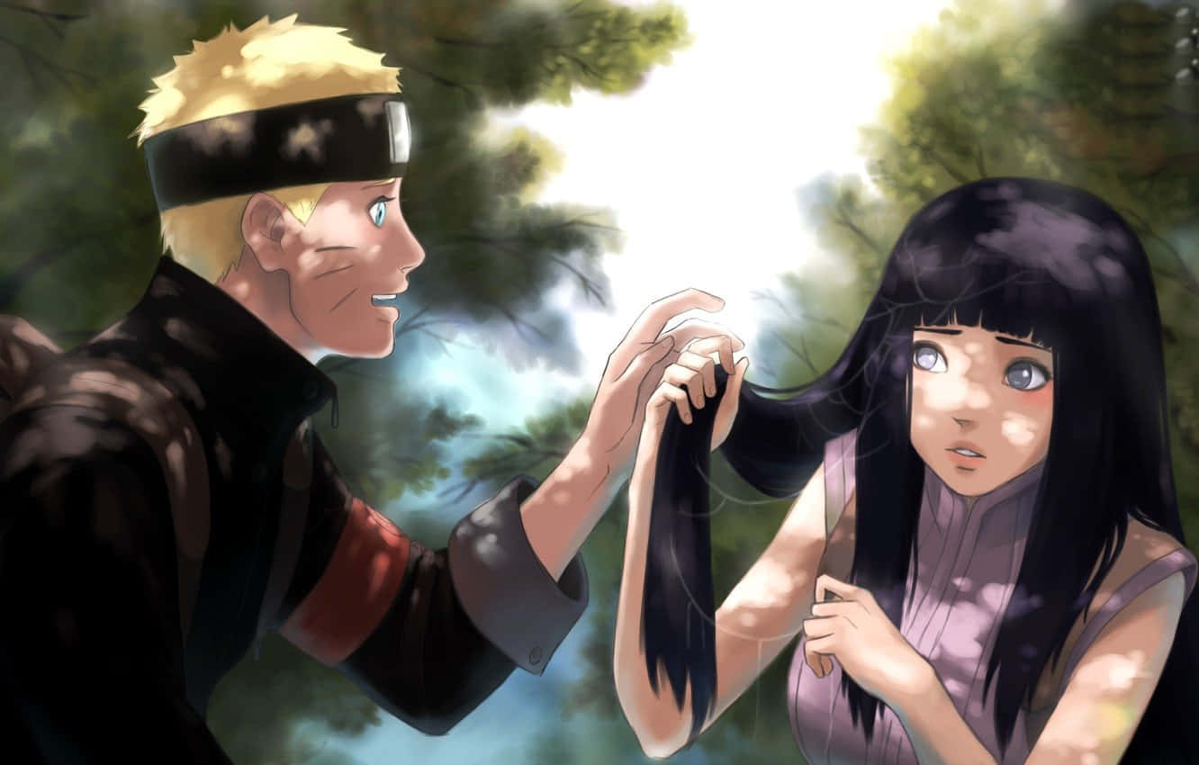 Hinata Uzumaki Holding Hair Wallpaper